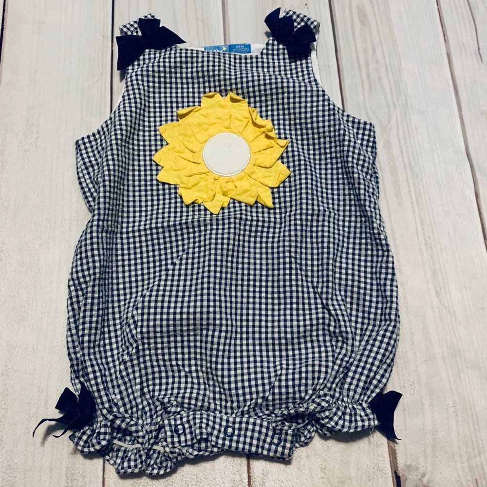 Seersucker Sunflower Romper
